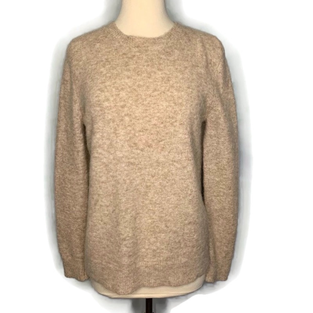 Jenni Kayne Oatmeal Crew Neck Pullover Alpaca Wool Blend Boucle Sweater S